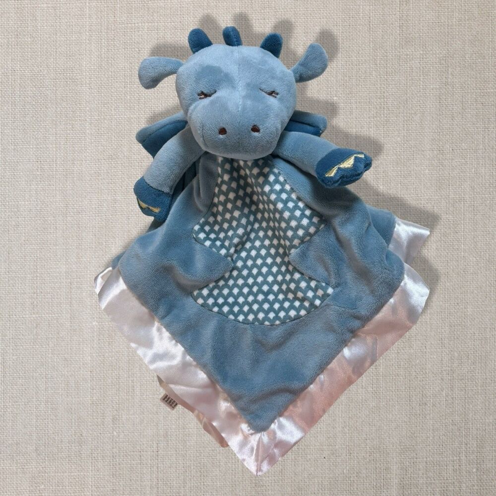 Douglas Baby Blue Dragon Security Blanket Lovey Satin Trim Plush